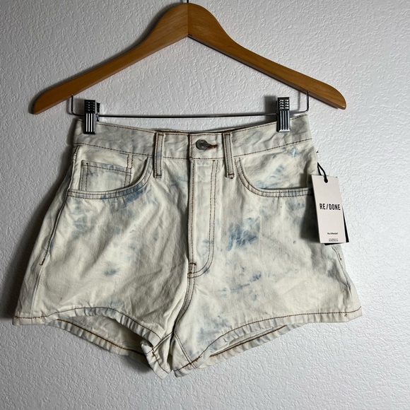 New Re/done‎ sunbleached denim tie-dye short 24 button fly - Picture 1 of 5